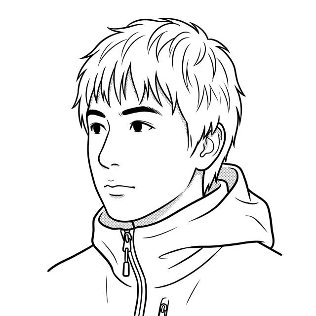 Kohtaro Inoue の似顔絵（線画）